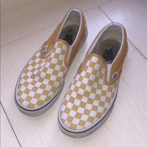Yellow Checkered Slip On Vans